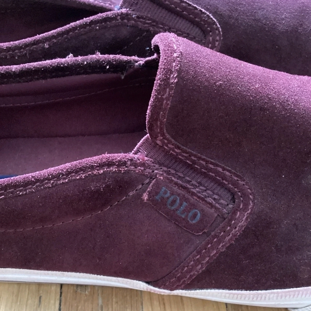 Polo Ralph Lauren Men's Size 11.5 Burgundy Nubuck VaughnSlip-On Sneakers,MINT - Picture 4 of 5